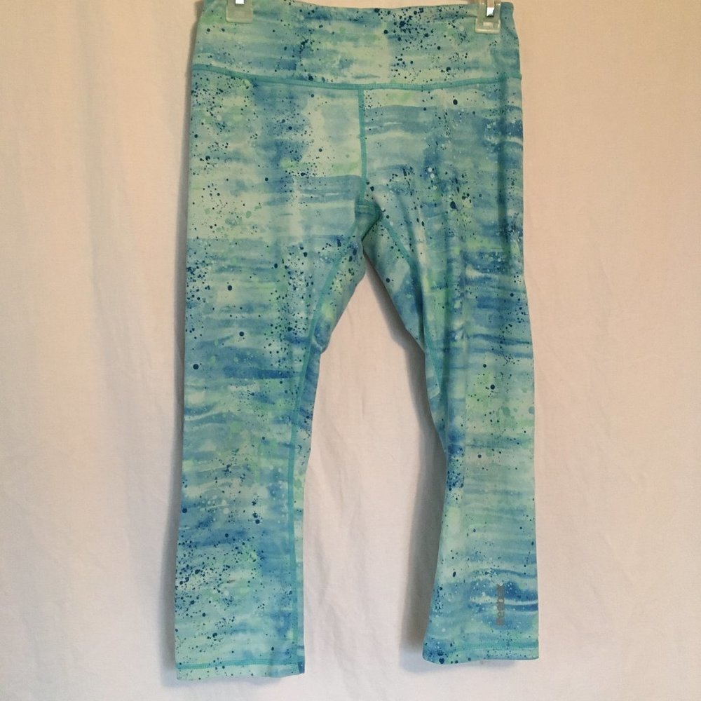 Reebok Cropped Blue Watercolor Leggings Sz S